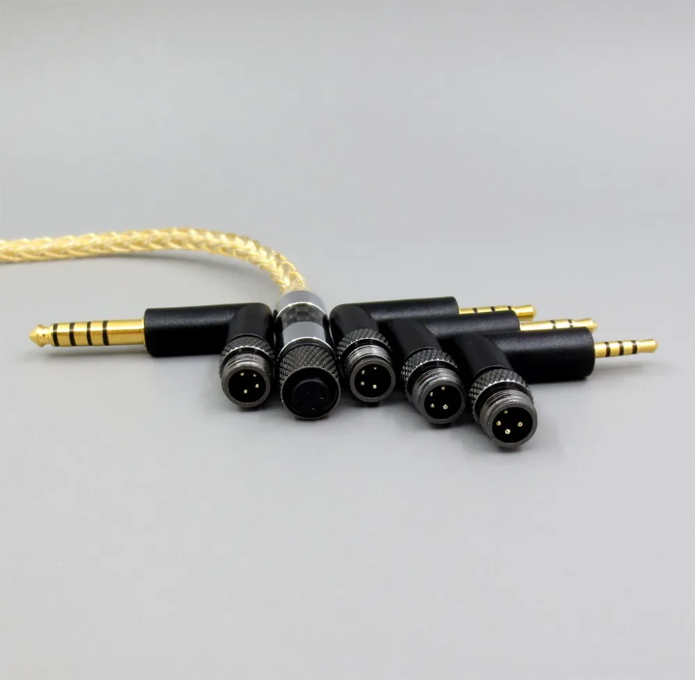 LN006260 4 в 1 Plug 8 ядер 99.99% чистого серебра + золото наушники с покрытием кабель для Shure