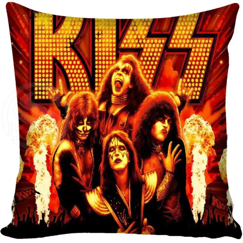 

G0309 Custom Square Pillowcase Kiss Music Rock Band Pillow Cover Zippered