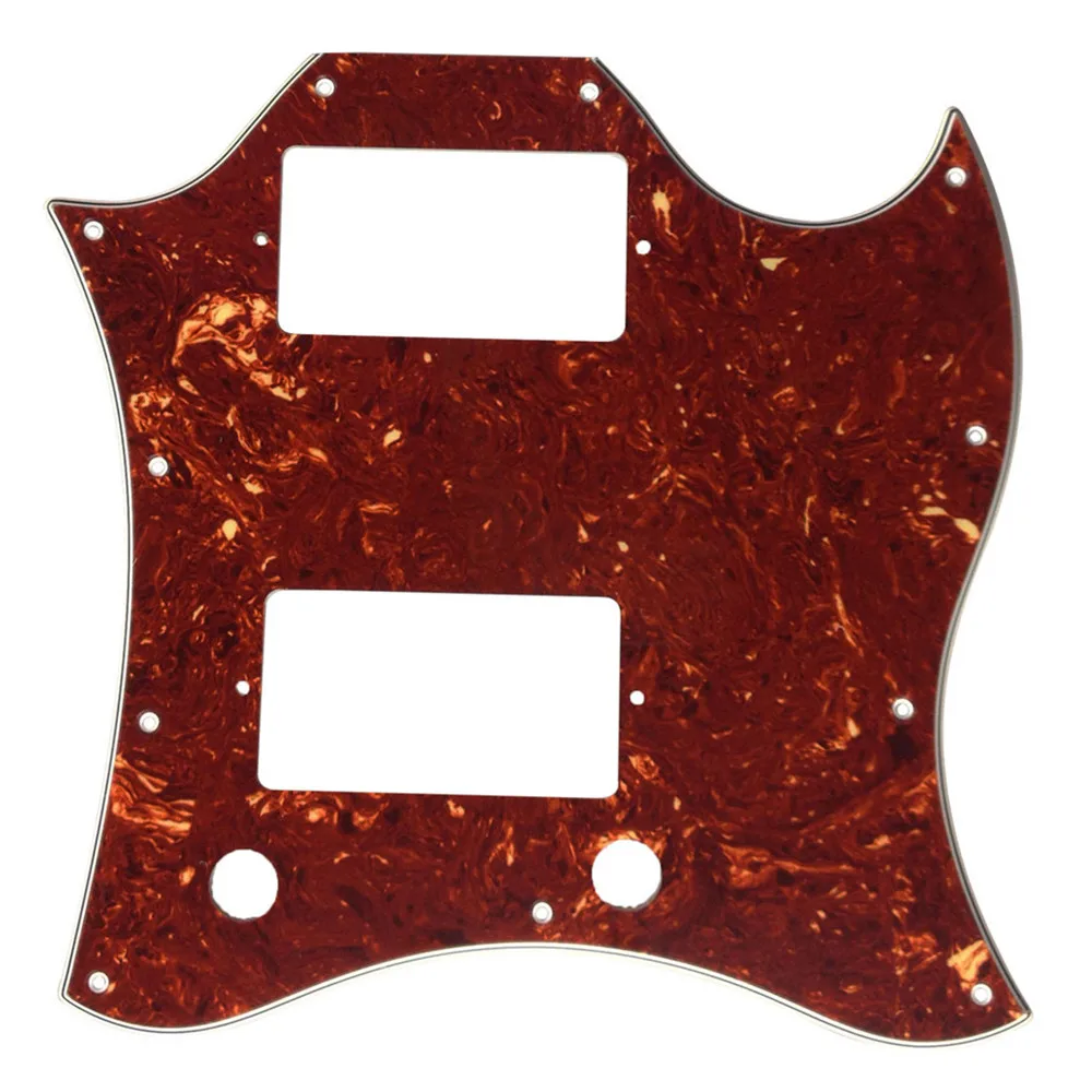 

Pleroo Custom Guitar Parts - For SG Full Face Guitar Pickguard Scratch Plate With PAF Humbuckers , 4 Ply Red Tortoise