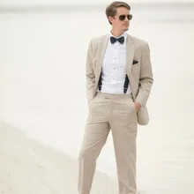 Тонкий льняной пляжный костюм для жениха на заказ смокинги одежда для жениха костюм жениха из 2 предметов куртка+ штаны