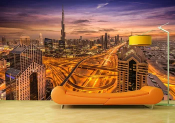 

Custom Wallpaper Murals Light Dubai Night Self Adhesive Vinyl Wall Sticker Wall Paper For Kid's Art Wall Painting Living Room