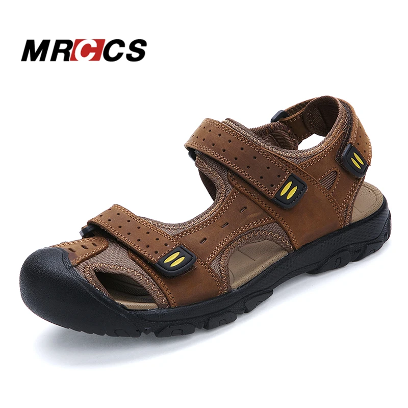 

MRCCS Good Quality Big Size 38-47 Daily Men's Sandals,Summer Cool Walking Slippers,Soft Comfortable Genuine Leather Beach Shoes