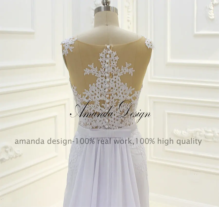 Новые простые элегантные свадебные платья футляры Amanda Novias с шифоновым шлейфом