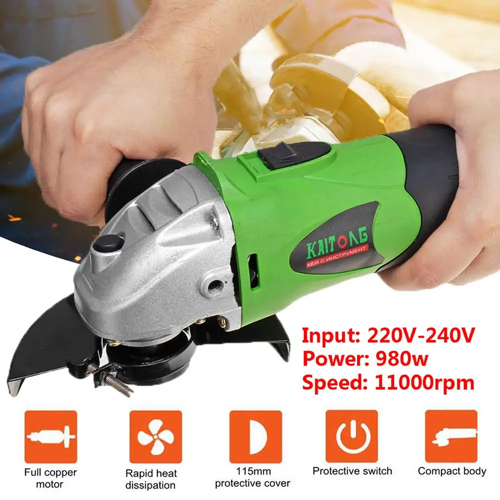 

980W 220V Angle Grinder 115-125mm Electric Grinding Machine Metal Cutting Tool Set