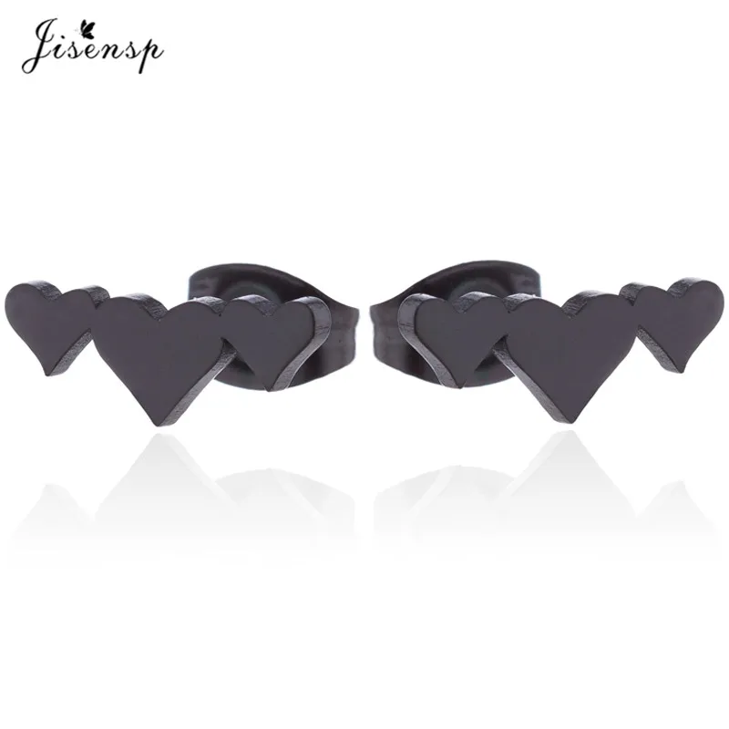 Jisensp, нержавеющая сталь, Золотое любовное сердце, очаровательный браслет и браслет для женщин, браслет, браслет на день матери, день рождения, подарочные браслеты - Окраска металла: black earrings