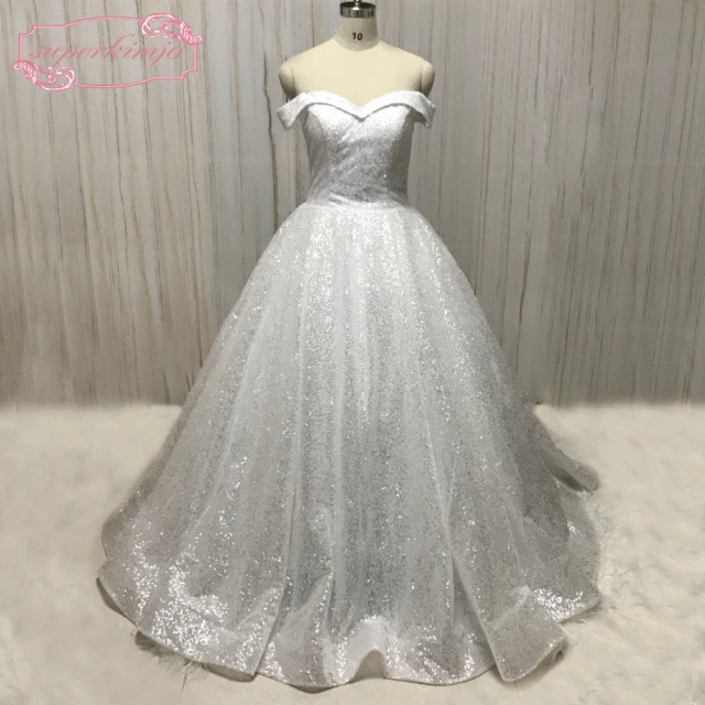 Superkimjo Vestido De Noiva Off The Shoulder Wedding Dresses 2018 Superkimjo Vestido De Noiva Off The Shoulder Wedding Dresses 2018 Sequin Sparkly Luxury Elegant Ball