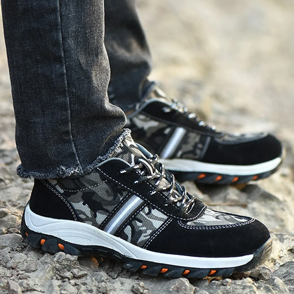 

Construction Men's Outdoor Plus Size Steel Toe Cap Work Boots Shoes Men Camouflage Puncture Proof Safety Shoes Breathable Casual