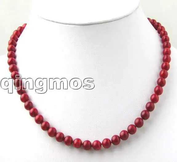 

SALE Beautiful 6-7mm High quality Round Red Natural Coral 17" Necklace-nec7013 Wholesale/retail Free shipping