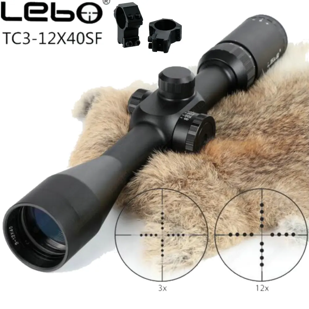 LEBO TC 3-12X40SF прицел первый Фокальной плоскости сторона Параллакс Mil-dot Стекло гравированный Сетка Охота тактический съемки прицелы