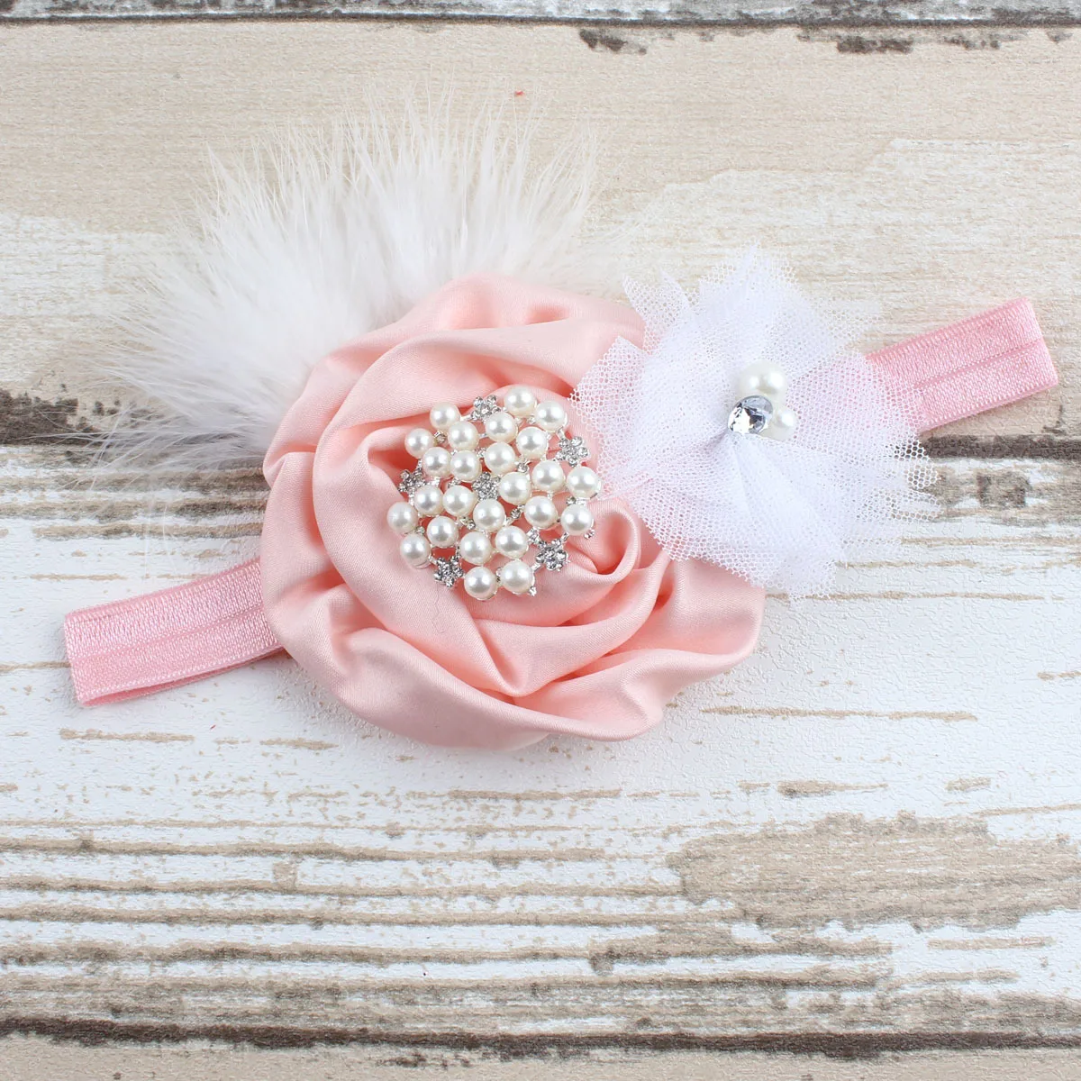 Baby stirnband mädchen newborn nette federn elastische haar band baby neugeborenen Perle Blume Stirnband mädchen Kinder haar zubehör