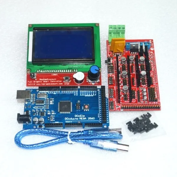 Контроллер Mega 2560 R3 Mega2560 REV3 + 1 шт. RAMPS 4 RAMPS1.4 LCD 12864 для 3D принтера комплекта Reprap