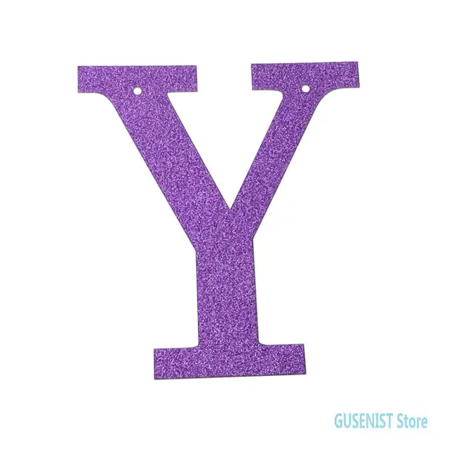 1pcs/lot 13cm purple Glitter Paper Personalized letter Banner DIY
