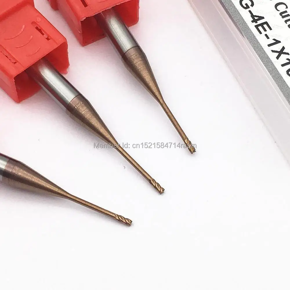 

KLOT HRC60 Extended Reach TiCN Coated Solid Carbide End Mill 1,1.5,2,2.5,3mm 4-Flute Milling Cutter