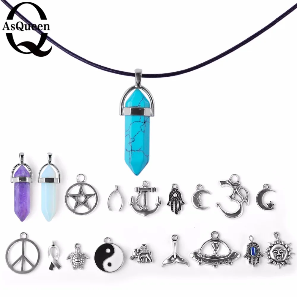 

19Styles New Fashion Jewelry Link Chain Crystal Wishbone Moon Sun Elephant Tortoise Om Pendant Necklace Mix For Women Girl Gift