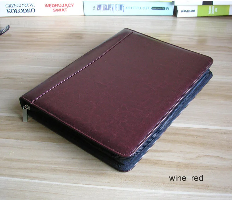 wine red Новая кожаная папка-органайзер для документов, бизнес многофункциональная папка-менеджер, папка для документов формата А4, папка для файлов с кольцом, 1311 г - Цвет: wine red