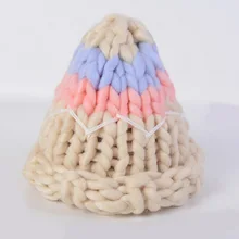 Женские Модные зимние Шапки для Для женщин Женский вязаный Шапки ручной грубая шерсть шляпа для Для женщин вязаные лыжные шапочки