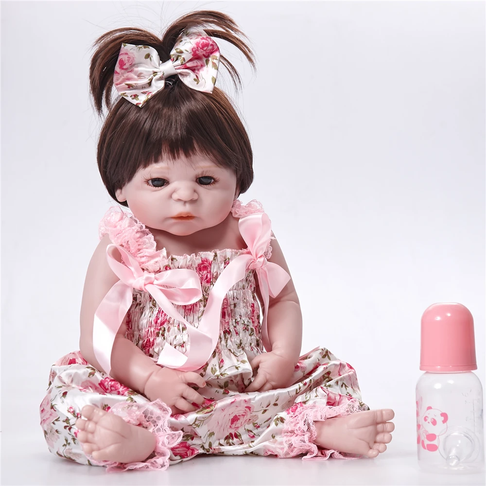 Pink Princess Girl Baby Doll 23 Inch Lifelike Full Silicone Vinyl