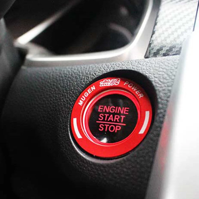 

1x Engine Start Stop Push Button Knob Key Switch Ring Trim For Homda Civic 16-18