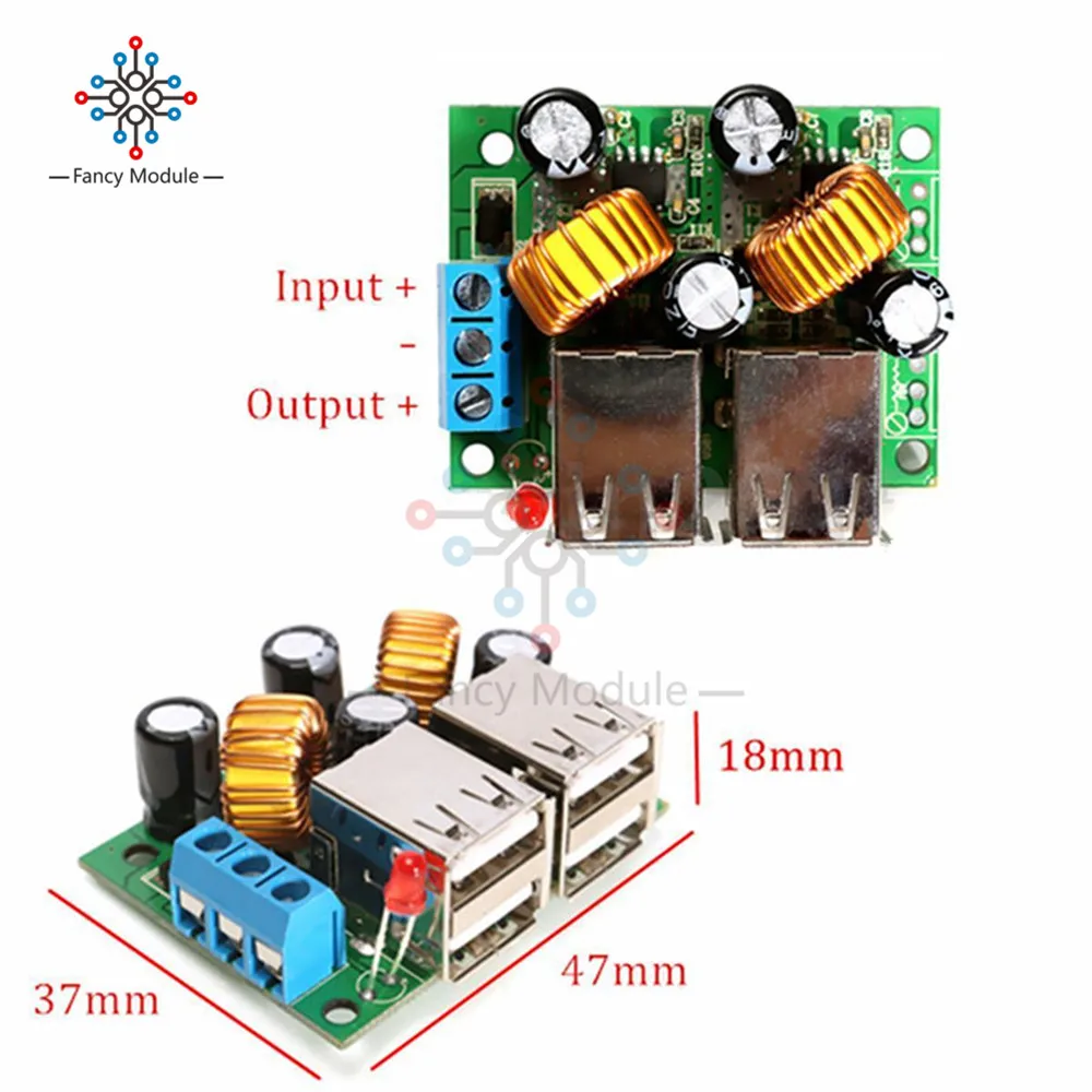 4-USB порт A5268 понижающий источник питания преобразователь модуль DC 12 В 24 в 40 В до 5 В 5A для MP3/MP4 телефона автомобиля оборудования