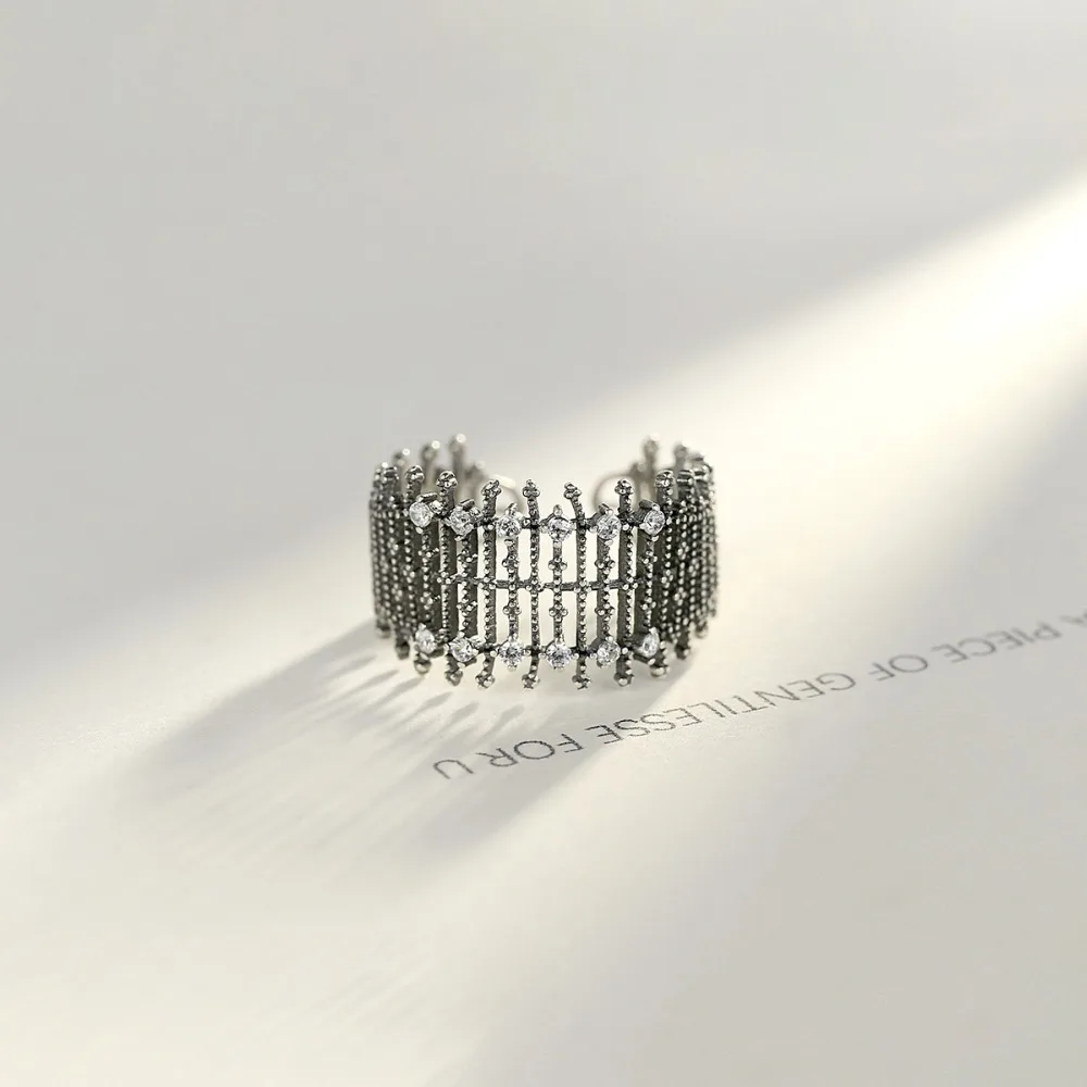 CZCITY, преувеличенный стиль, индивидуальные Открытые Кольца для женщин, модные очаровательные женские вечерние кольца из серебра 925 пробы ювелирные изделия из стерлингового серебра