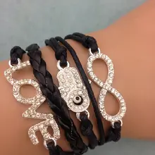 1 шт. бесконечно ручная работа браслет. металл очарование, воск шнур, кожаный браслет, модный драгоценный браслет 3639