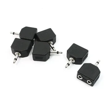 

Hot Sale 6 Pcs 3.5mm Mono Audio Plug to 2 Ports 3.5mm Jack Splitters Adapters Black
