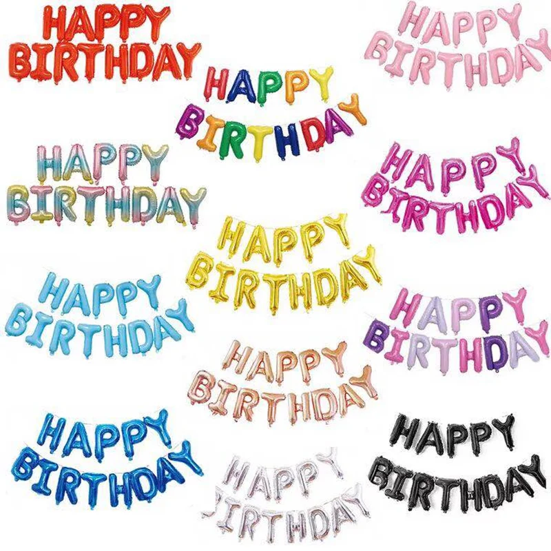 

16 inch Letters HAPPY BIRTHDAY Foil Balloons Happy Birthday Party Decoration Kids Alphabet Air Balloons Baby Shower Supplies