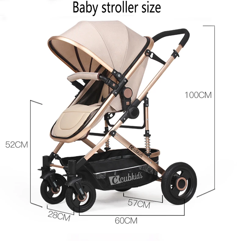 Золотая детская коляска 2 в 1, детская легкая коляска с высоким пейзажем, детская коляска