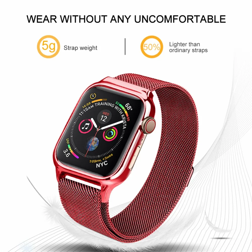 Миланская петля на магнитной застежке для Apple Watch Series 5, 4, чехол-браслет из нержавеющей стали, ремешок Ремешок для iWatch 40 мм, 44 мм, крышка ремешка