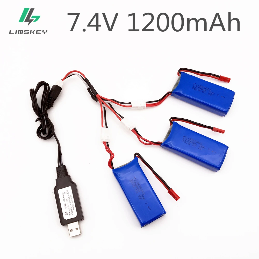 Зарядное устройство USB 3 шт. 7 4 В 1200 мАч кабель в 1 для YiZhan Tarantula X6 MJX X101 X102h X1 H16 WLtoys V666