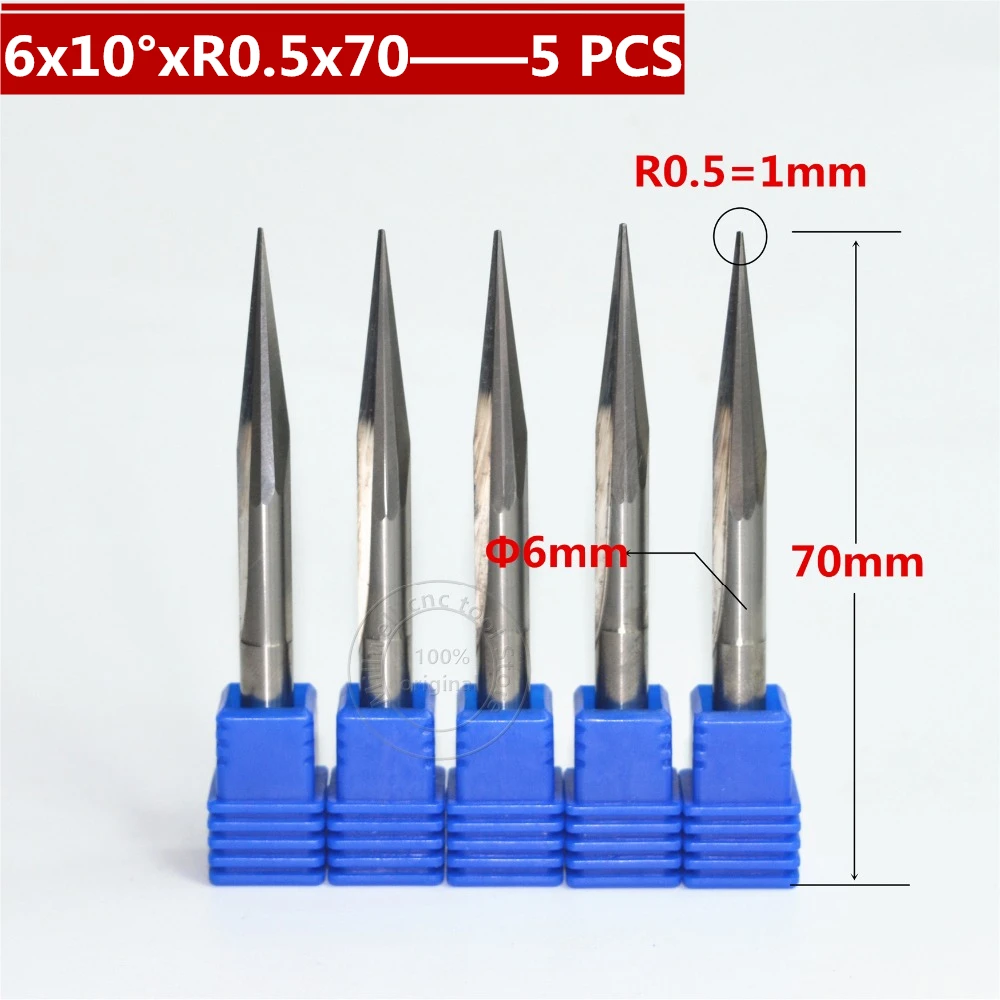 6 мм * 10 градусов R0.5 70L CNC карбидная Концевая фреза деревообрабатывающая вставная