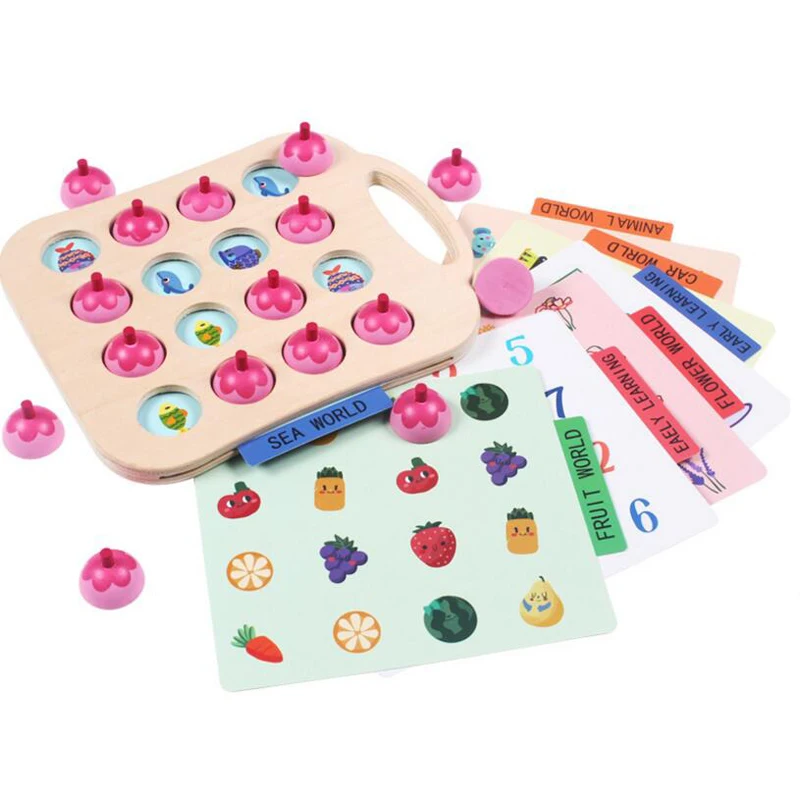  Learning & Education Toys Children's Wooden Flower Memory Chess Develop Baby intelligence Toys Pare