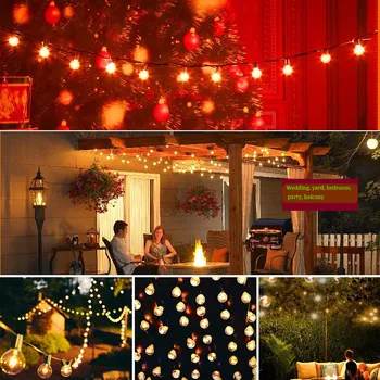 

25Pcs G40 Globe String Lights with Clear Bulbs UL listed Backyard Patio guirlande led string Lights lichterkette garland outdoor
