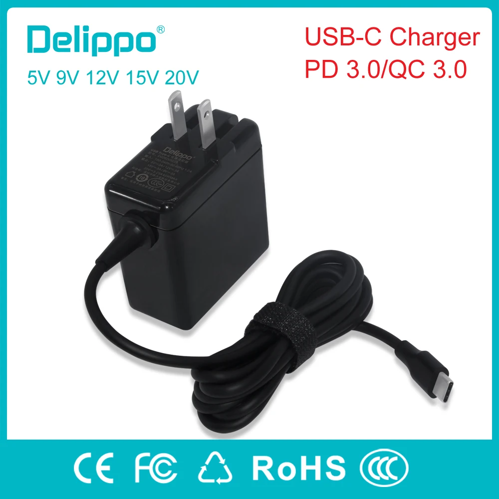 Delippo Оригинал USB-C 45 Вт (макс) Путешествия стены зарядное устройство Smart выход тип-c
