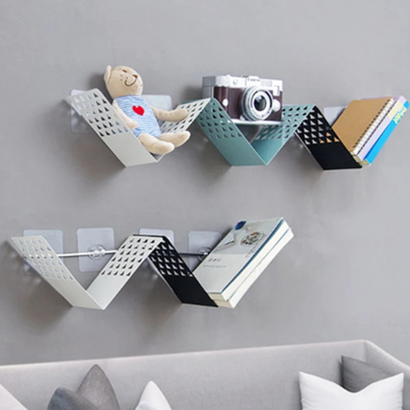 حار ذاتية اللصق الحمام الرفوف والمطابخ مكتب منظم المنزل سلة التخزين الجدار شنقا رف الحديد مجلة كتاب حامل
