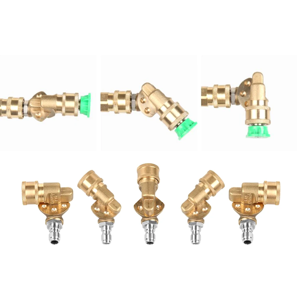 Pressure Washer Spray Nozzle Tips Quick Connecting Pivoting Coupler 2.5 GMP 4500PSI 1/4'' Plug 90 Degree