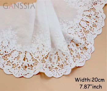 

1yrd/lot Width:20cm Exquisite handmade cotton embroidery lace fabric ,Ivory color lace Garment embellishment (ss-578)
