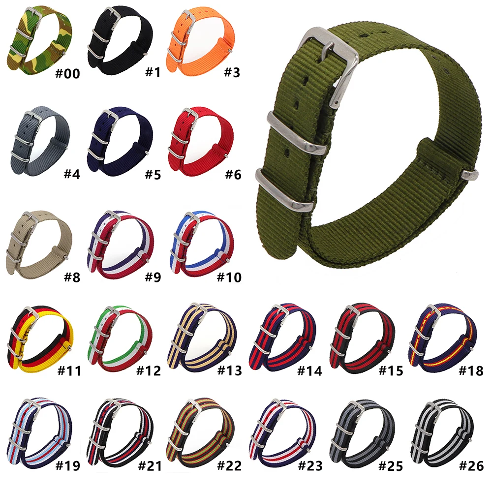 Nato Strap Fabric Watch band 18mm 20mm 22mm Replacement Multi Color Pin Buckle for Nylon Strap for Hours Nato Strap Fabric Watch band 18mm 20mm 22mm Replacement Multi Color Pin Buckle for Nylon Strap for Hours