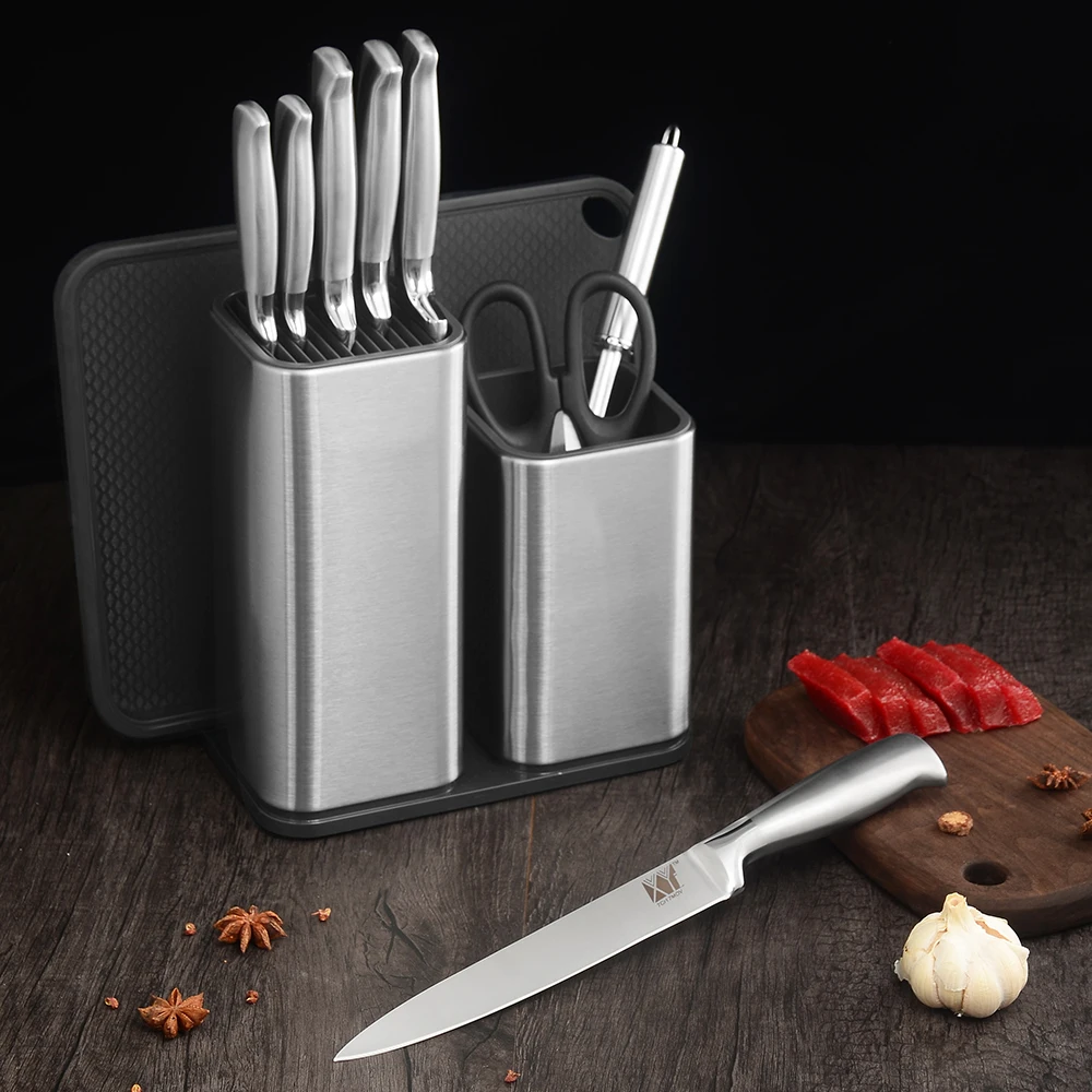 XYj кухонный держатель для ножа из нержавеющей стали дамасский нож профессиональные ножи Стенд Блок и Секач шеф-повара из нержавеющей стали набор