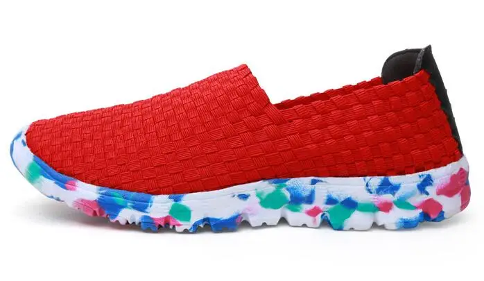 Online 2019 nuevos zapatos casuales de primavera y verano para mujer Zapatillas planas de fondo suave transpirables zapatos de malla para mujer zapatos con trenzado