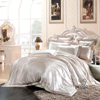 

Luxury Palace Style Mulberry Silk Tencel Jacquard Bedding Sets Duvet Cover Sheets Pillowcase King Size Paisley Floral Super Soft