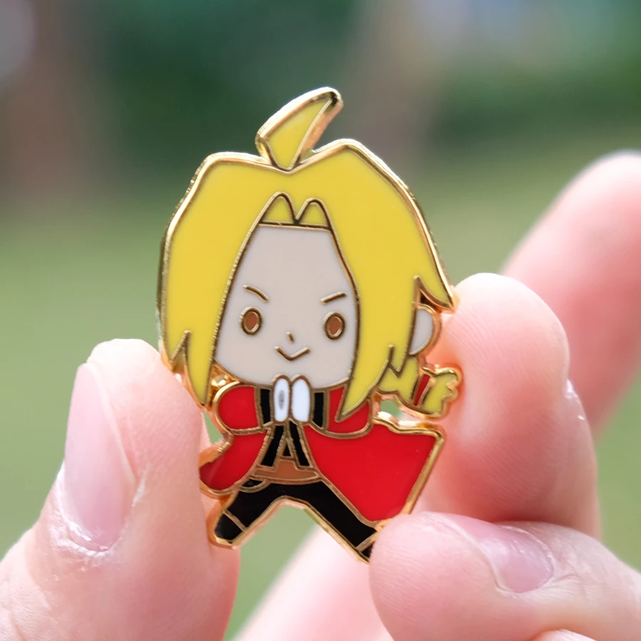 

Fullmetal Alchemist Alphonse Edward Elric Classic Cartoon icons Enamel pin Badge Buttons Brooch Anime Lovers Denim lapel pin