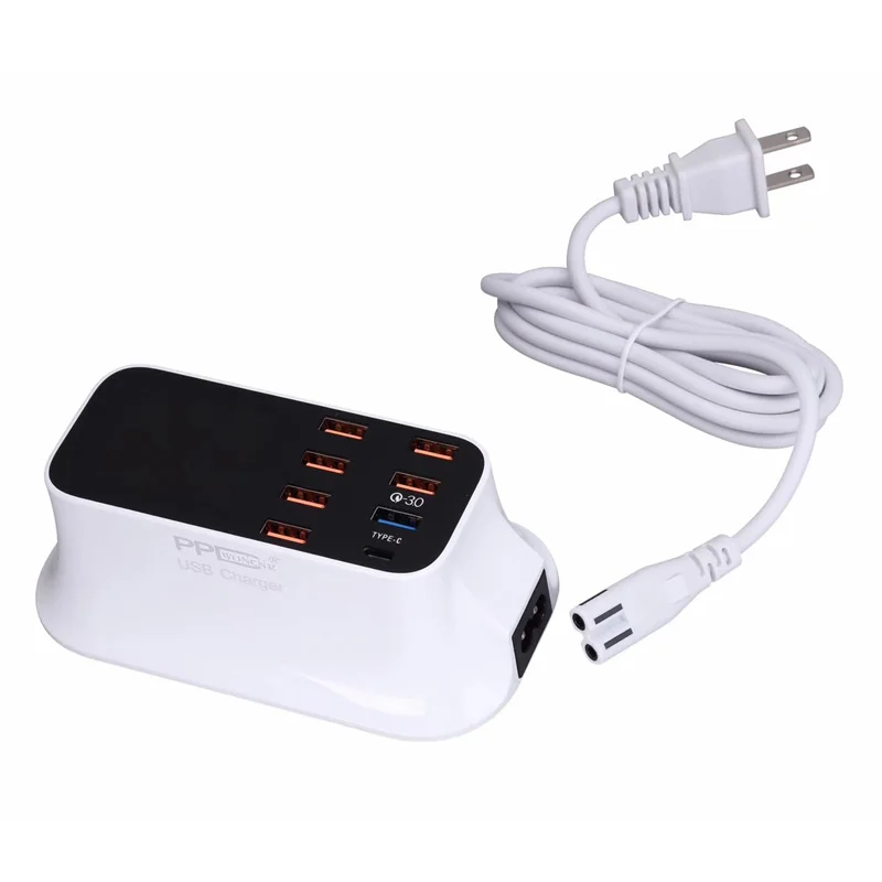 Портативный зарядное устройство usb multi для рабочего стола, быстрая зарядка 3,0 станция для зарядки с usb док-станция для Светодиодный Дисплей Смарт Тип usb C 8 Порты и разъёмы Зарядное устройство концентратор