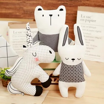 

1pc Cartoon Stuffed Animal Plush Pillow Stuffed Soft Rabbit Bear Unicorn Toys Cute Kids Doll Creative Sofa Pillow Gift