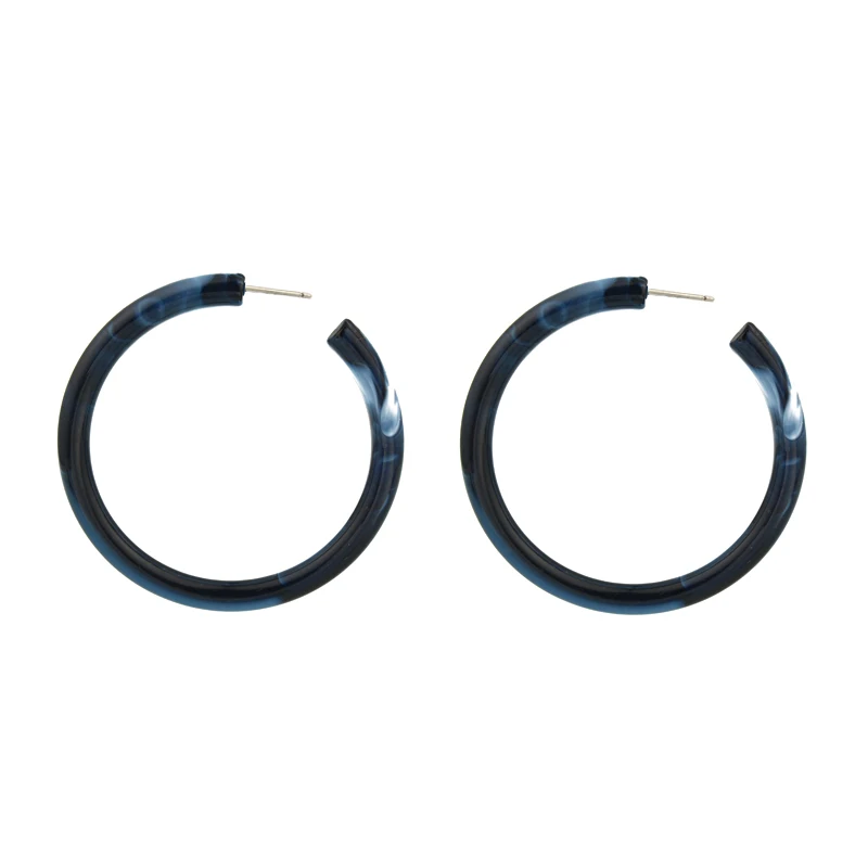 

1pair Vintage Black Acetic Acid Big Hoop Earrings Women Hyperbole Oversize Opening Circle Earring Classical Female Jewelry E526