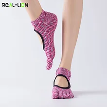 Reallion, женские нескользящие хлопковые массажные спортивные носки для йоги, дышащие носки для пилатеса, фитнеса, тренировок, тренажерного зала, йоги, носки для пальцев