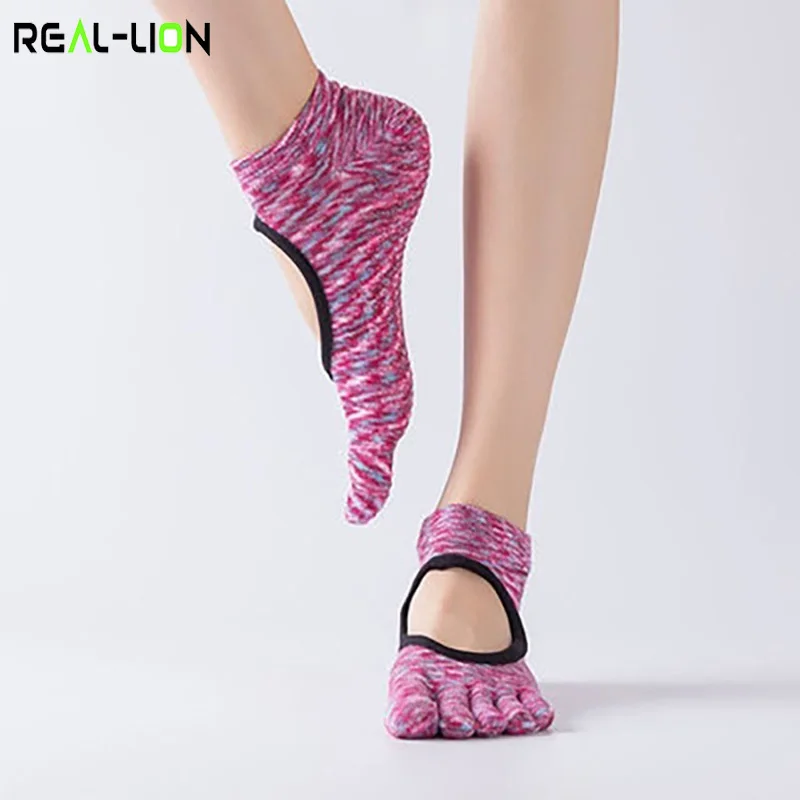 Reallion Women Backless Non-Slip Cotton Massage Sport Yoga Socks Breathable Pilates Fitness Workout Gym Yoga Socks Fingers Socks Reallion Women Backless Non-Slip Cotton Massage Sport Yoga Socks Breathable Pilates Fitness Workout Gym Yoga Socks Fingers Socks