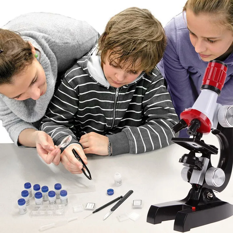 100X-1200X детский микроскоп, светодиодный лабораторный Набор для дома, школы, обучающая игрушка, подарок, Биологический микроскоп для детей