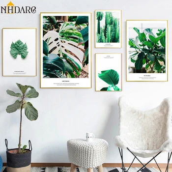 

Plant Green Natural Leaves Wall Art Posters and Prints Canvas Painting Wall Picture for Living Room Modern Nordic Home Decor