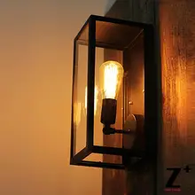 Американский промышленный Стиль Стекло коробка Винтаж EDISON ЛАМПЫ бра E27 бра